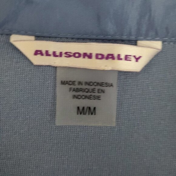 π419 Allison Daley Quilted Zip Up Fleece Blue Vest - Picture 2 of 4